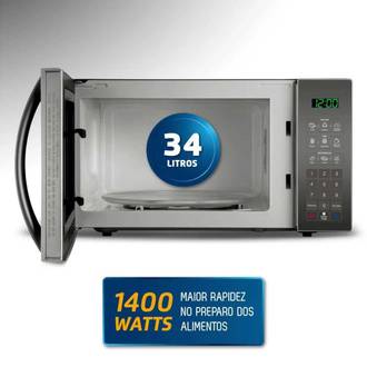 MICRO-ONDAS 34 LTS 127V MO-02-34-E - CINZA/ESPELHADO - UN - MONDIAL