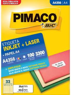 ETIQUETA INKJET/LASER A4 100FL - A4356 - 25X63 - UN - PIMACO