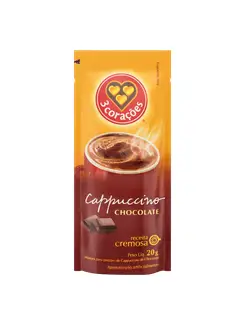 CAPPUCCINO SOLUVEL 20G - CHOCOLATE - SACHE - UN - 3 CORACOES