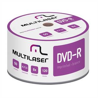 DVD-R IMPRIMIVEL 4.7GB 120MIN VEL.16X C/50 - DV052 - UN - MULTILASER