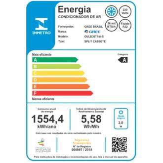 AR CONDICIONADO SPLIT CASSETE 4 VIAS INVERTER G-PRIME COMPACT 36000 BTUS FRIO 220V  - BRANCO - UN - GREE