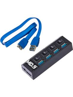 HUB 4 PORTAS USB 3.0 C/ INTERRUPTOR - 7873 - UN - MD9