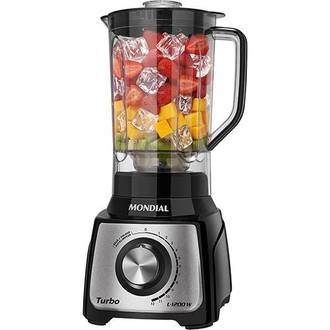 LIQUIDIFICADOR 1200W TURBO L-1200BI - 127V - INOX - PRETO - UN - MONDIAL