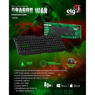 TECLADO GAMER DRAGON WAR TGDW - PRETO - UN - ELG