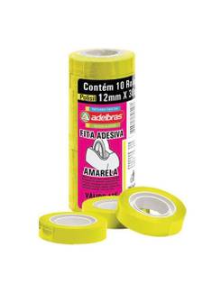 FITA ADESIVA COLORIDA 12X10 - AMARELA - PCT 10 - ADELBRAS