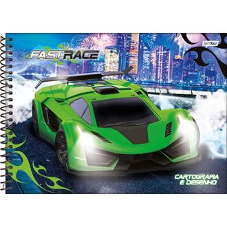 CADERNO DESENHO CAPA DURA 80FLS - ESPIRAL - FAST RACE - UN - JANDAIA