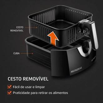 FRITADEIRA AIR FRYER 6L AFN-60-BI 220V - PRETO/INOX - UN - MONDIAL