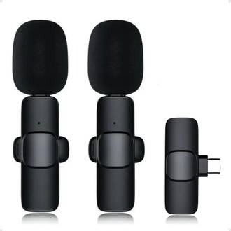 MICROFONE LAPELA USB-C DUPLO S/FIO - 9706 - PRETO - UN - MD9