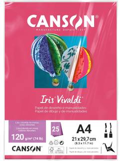 PAPEL IRIS VIVALDE A4 25FLS - 120G - ROSA ESCURO - UN - CANSON