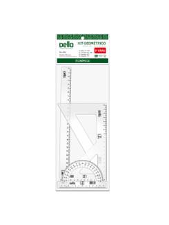 KIT GEOMETRICO 1° GRAU PLAST C/ 4 PEÇAS - 8730 - UN - DELLO