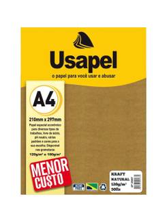 PAPEL KRAFT A4 50FLS - 120G - NATURAL - 25067 - UN - USAPEL