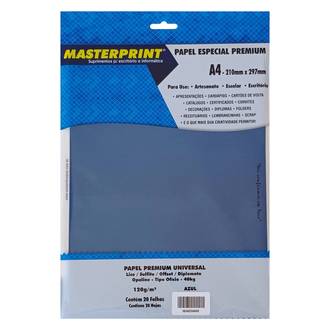 PAPEL DIPLOMATA A4 120G - 20FL LISO/OFFSET - 302070072 - AZUL - UN - MASTERPRINT