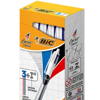 CANETA ESFEROGRAFICA RETRATIL 4 CORES + LAPISEIRA + LAMINA 0,7MM   - CX 12 - BIC
