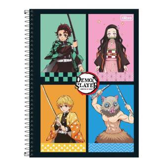 CADERNO UNIV CAPA DURA 10X1 160FLS - DEMON SLAYER - PCT 4 - TILIBRA