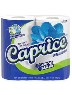 PAPEL TOALHA FOLHA DUPLA C/2 - 22X20 - 100FLS - CAPRICE - UN - ONDUNORTE