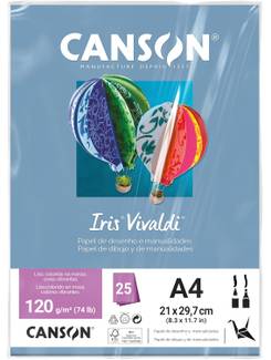 PAPEL IRIS VIVALDE A4 25FLS - 120G - AZUL ROYAL - UN - CANSON