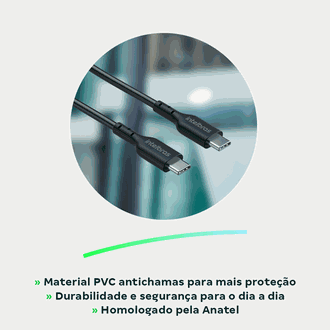 CABO USB C - USB C PVC 2M - 240W - EUCC 20PP - PRETO - UN - INTELBRAS