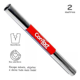 FILME AUTOADESIVO 45CMX2M 80 MICRAS - BRILHO 100716 - METALICO ALUMINIO - UN - CON-TACT