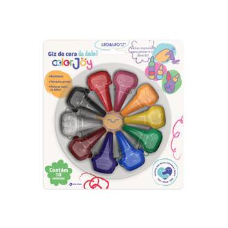 GIZ DE CERA ENCAIXA NO DEDO 10 CORES - COLOR JOY - 10225 - CX 12 - LEO E LEO
