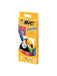 LAPIS DE COR EVOLUTION 12 CORES SEXTAVADO - CX 24 - BIC