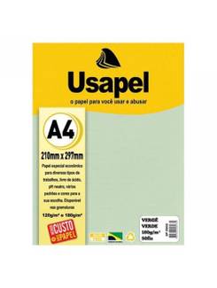 PAPEL VERGE A4 50FLS - 180G - 25032 - VERDE - UN - USAPEL