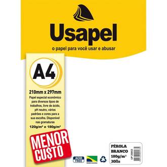 PAPEL PEROLA A4 30FLS - 180G - 25053 - BRANCO - UN - USAPEL