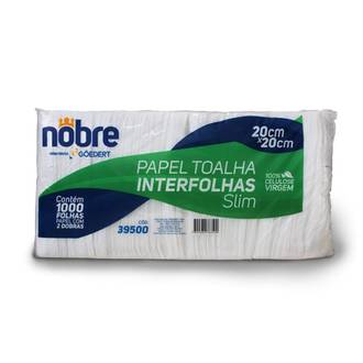 PAPEL TOALHA INTERFOLHADO 100% CELULOSE - 18X20 - SLIM - C/1000 - UN - NOBRE