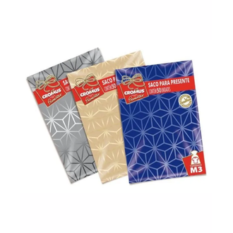 SACO PARA PRESENTE C/50 METALICO - SORTIDO - 20X29 - UN - CROMUS