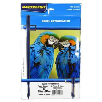 PAPEL GLOSSY A4 20FLS - 180G - 302010003 - UN - MASTERPRINT