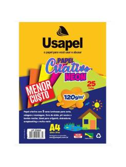 PAPEL CRIATIVO NEON A4 25FL - 120G - 5 CORES - UN - USAPEL