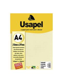 PAPEL VERGE A4 50FLS - 180G - 25030 - PALHA - UN - USAPEL
