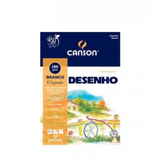 BLOCO DESENHO A3 20FL - 180G - BRANCO - PCT 5 - CANSON
