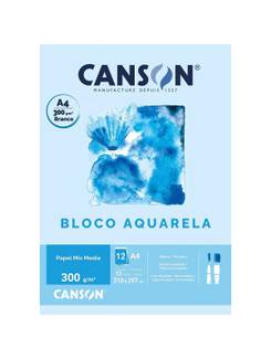 BLOCO AQUARELA A4 12FL - 300G - BRANCO - UN - CANSON