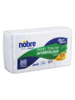 PAPEL TOALHA INTERFOLHADO 100% CELULOSE - 20X20 - SLIM - C/1000 - UN - NOBRE