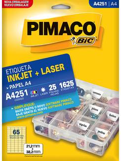 ETIQUETA INKJET/LASER A4 25L - A4251 - 21X38 - UN - PIMACO