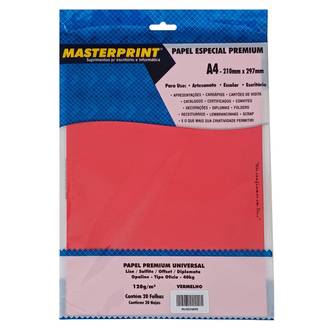 PAPEL DIPLOMATA A4 120G - 20FL LISO/OFFSET - 302070071 - VERMELHO - UN - MASTERPRINT
