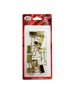 PRENDEDOR DE PAPEL 19MM C/10 DOURADO - 733850 - UN - KIT
