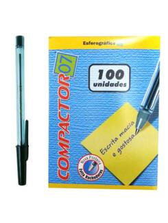 CANETA COMPACTOR 0,7MM - PRETO - CX 100 - COMPACTOR