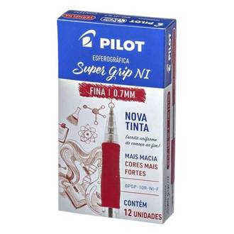 CANETA SUPER GRIP 0.7MM - VERMELHO - CX 12 - PILOT