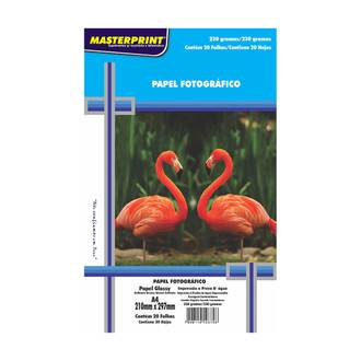 PAPEL GLOSSY A4 20FLS - 230G - 302010005 - UN - MASTERPRINT