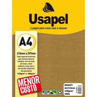 PAPEL KRAFT A4 50FLS - 120G - NATURAL - 25067 - UN - USAPEL