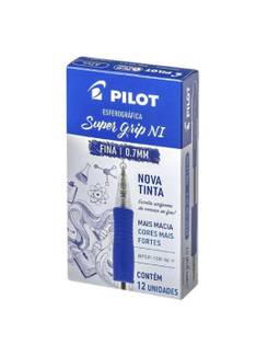 CANETA SUPER GRIP 0.7MM - AZUL - CX 12 - PILOT