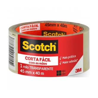 FITA EMPACOTAMENTO 45X40 - CORTA FACIL - TRANSPARENTE - UN - 3M