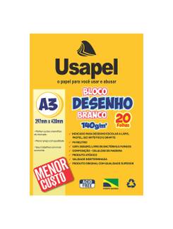 BLOCO DESENHO A3 20FL - 140G - 25059 - BRANCO - PCT 5 - USAPEL