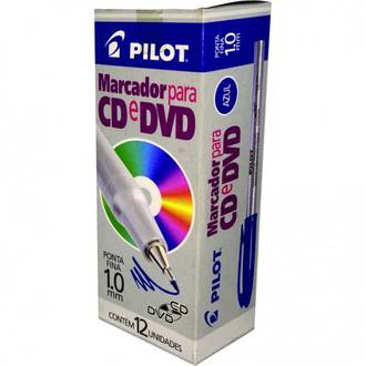 MARCADOR PERMANENTE PONTA FINA CD/DVD - 1,0MM - AZUL - CX 12 - PILOT
