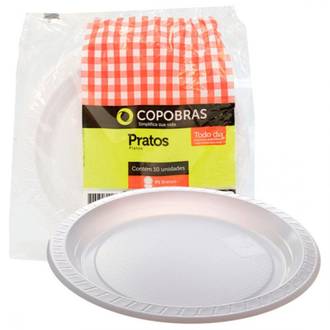 PRATO DESCARTAVEL C/10 PS - 21 CM - REDONDO - BRANCO - UN - COPOBRAS