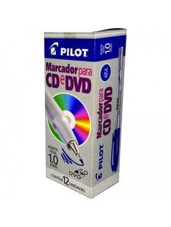 MARCADOR PERMANENTE PONTA FINA CD/DVD - 1,0MM - AZUL - CX 12 - PILOT