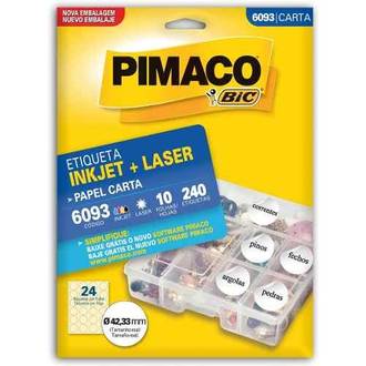 ETIQ INKJET/LASER CARTA 10FL - REDONDA - 6093 - 42,33 - UN - PIMACO