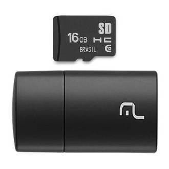 CARTAO MEMORIA MICRO SD 16GB 2X1 - PRETO - UN - MULTILASER