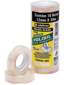 FITA ADESIVA POLISIL 12X30 - 510 - TRANSPARENTE - PCT 10 - ADELBRAS
